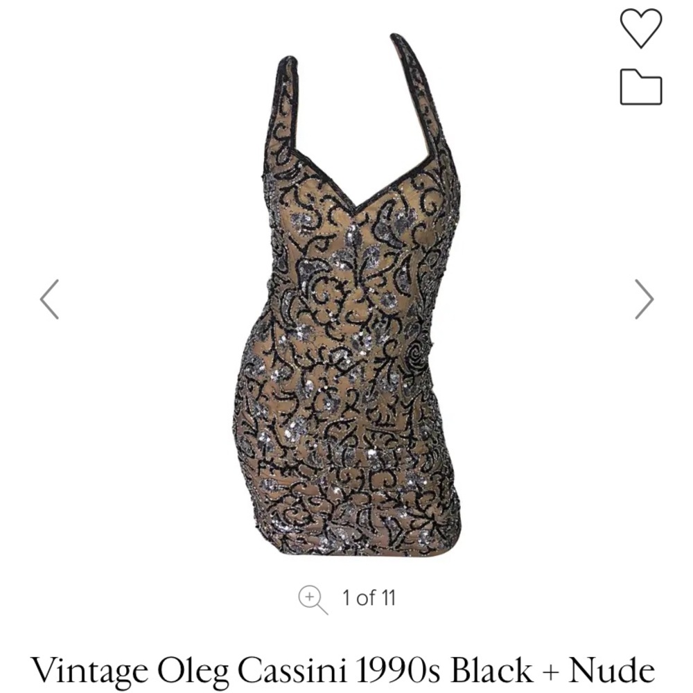 Oleg Cassini Black and Tan Halter Bodycon Mini Dress